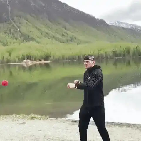 Person training with reflex ball