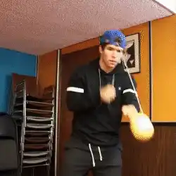 Head-mounted reflex ball in action